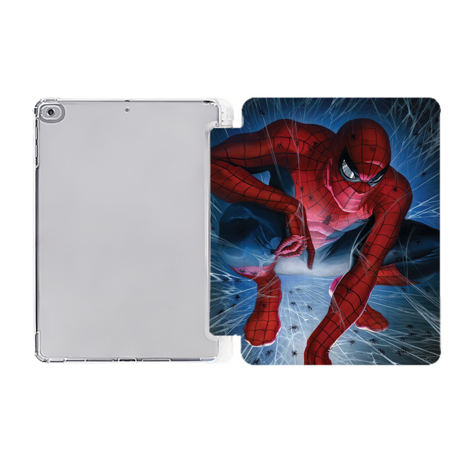 Spider Man スパイダーマン IPad ケース ペン収納付き 三つ折りスタンド PUレザー×シリコン 対応機種9.5/10.5/10.9インチ